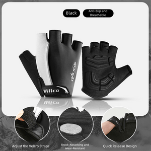 Gym Gloves - L - Black Padded Half - Finger - Factory Direct Shop