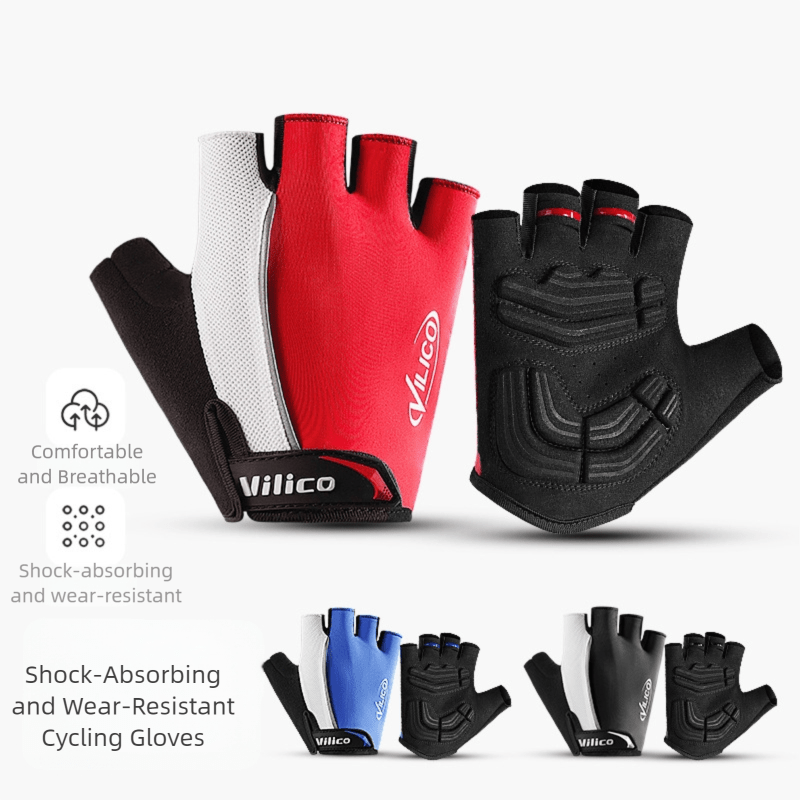 Gym Gloves - M - Red Padded Half - Finger - Factory Direct Shop