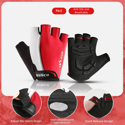 Gym Gloves - L - Red Padded Half - Finger - Factory Direct Shop