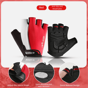 Gym Gloves - XL - Red Padded Half - Finger - Factory Direct Shop