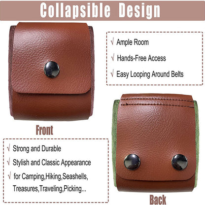 Khaki Collapsible Canvas Foraging Pouch - Hands-Free Belt Bag for Hiking & Camping Activities