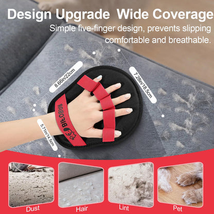 2 - Pack Red and Black Pet Hair Remover Glove - Reusable Double - Sided Deshedding Glove for Dog & Cat Grooming, Sofa, Carpet & Clothes Cleaning - Factory Direct Shop