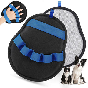 2 - Pack Blue and Black Pet Hair Remover Glove - Reusable Double - Sided Deshedding Glove for Dog & Cat Grooming, Sofa, Carpet & Clothes Cleaning - Factory Direct Shop
