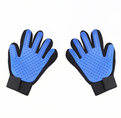 3 Pairs Blue Pet Grooming Gloves for Dogs & Cats - Deshedding, Bathing & Massage Brush