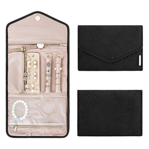 Black Portable Jewelry Roll Bag Travel Organiser High - End Delicate Accessories Necklace Earring Ring Storage(Jewelry is not included) - Factory Direct Shop