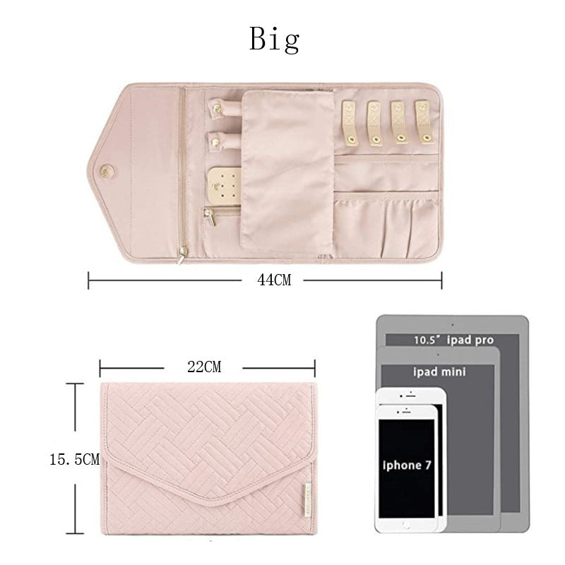 Black Portable Jewelry Roll Bag Travel Organiser High - End Delicate Accessories Necklace Earring Ring Storage(Jewelry is not included) - Factory Direct Shop