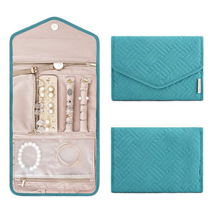 Blue Portable Jewelry Roll Bag Travel Organiser High - End Delicate Accessories Necklace Earring Ring Storage(Jewelry is not included) - Factory Direct Shop