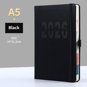 Black 2026 A5 English Daily Planner Notebook 365 - Day Schedule Book for Monthly & Annual Planning - Factory Direct Shop
