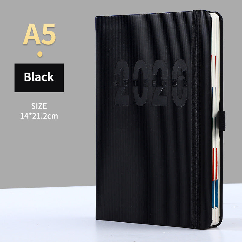 Black 2026 A5 English Daily Planner Notebook 365 - Day Schedule Book for Monthly & Annual Planning - Factory Direct Shop