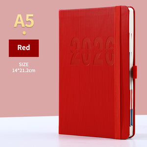 Red 2026 A5 English Daily Planner Notebook 365 - Day Schedule Book for Monthly & Annual Planning - Factory Direct Shop