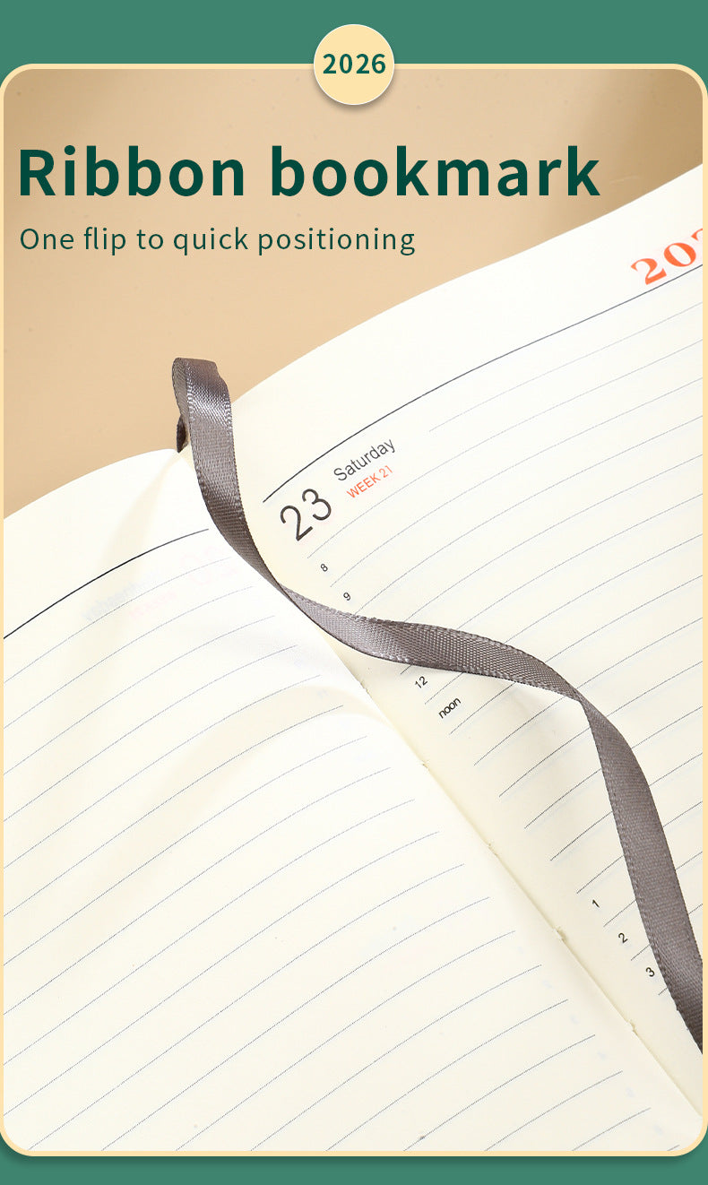 Green 2026 A5 English Daily Planner Notebook 365 - Day Schedule Book for Monthly & Annual Planning - Factory Direct Shop