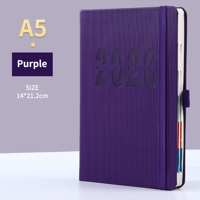 Purple 2026 A5 English Daily Planner Notebook 365 - Day Schedule Book for Monthly & Annual Planning - Factory Direct Shop