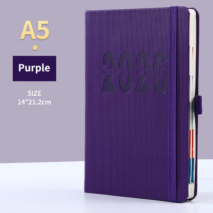 Purple 2026 A5 English Daily Planner Notebook 365 - Day Schedule Book for Monthly & Annual Planning - Factory Direct Shop