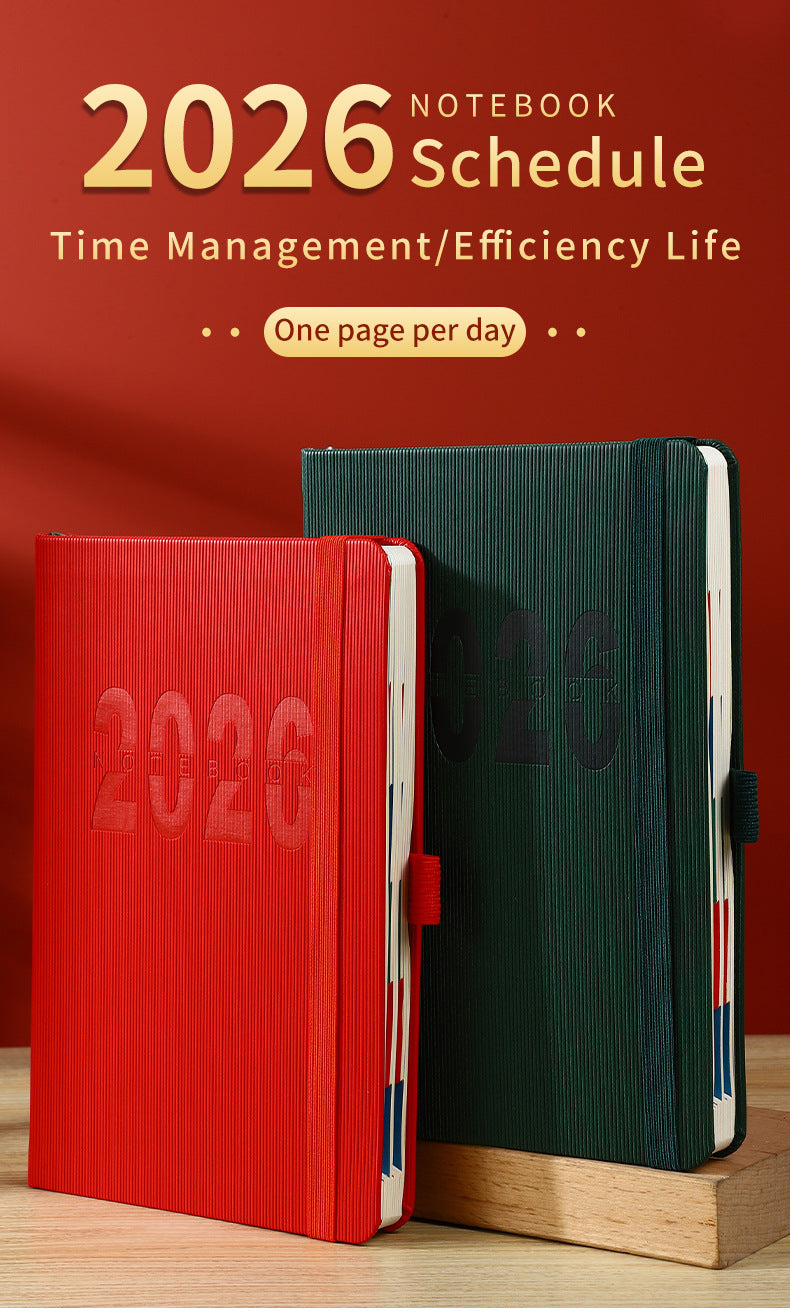 Purple 2026 A5 English Daily Planner Notebook 365 - Day Schedule Book for Monthly & Annual Planning - Factory Direct Shop