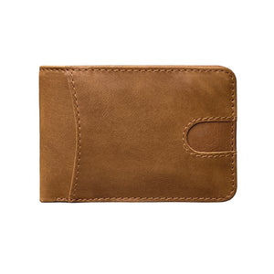 Brown Men's Genuine Leather Wallet Vintage Casual Short Bi-fold Cowhide Money Clip Card Holder