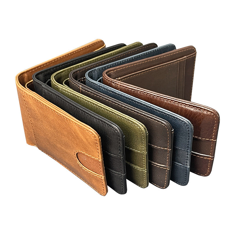 Coffee Men's Genuine Leather Wallet Vintage Casual Short Bi-fold Cowhide Money Clip Card Holder