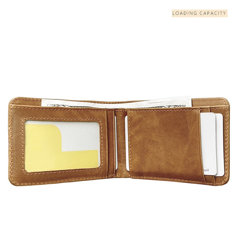 Coffee Men's Genuine Leather Wallet Vintage Casual Short Bi-fold Cowhide Money Clip Card Holder