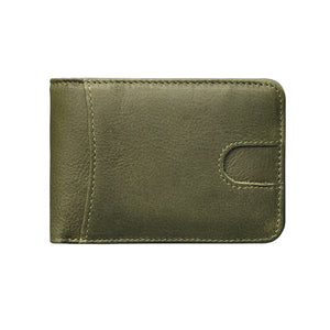 Green Men's Genuine Leather Wallet Vintage Casual Short Bi-fold Cowhide Money Clip Card Holder