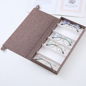 Brown Multi - Compartment Glasses Storage Box Dust - proof Fabric Eyewear Display Organiser with Snap Closure - Factory Direct Shop