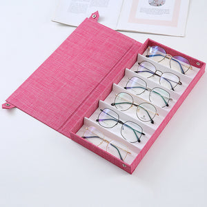 Pink Multi - Compartment Glasses Storage Box Dust - proof Fabric Eyewear Display Organiser with Snap Closure - Factory Direct Shop