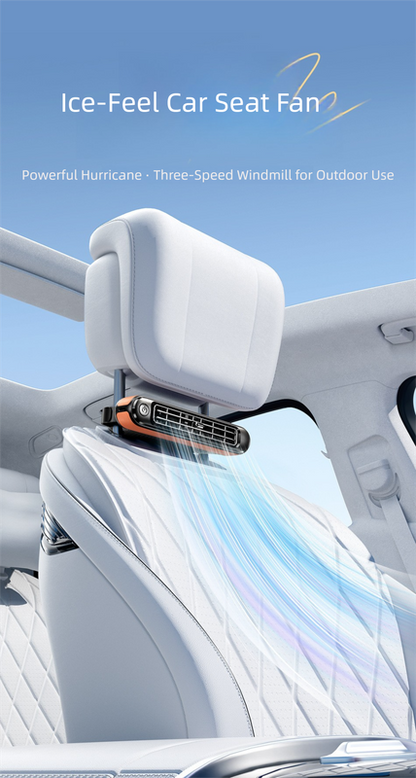 Black Car Seat Back Headrest Fan USB Powered Dual Turbine Bladeless Cooling Fan with 3 Speeds - Factory Direct Shop