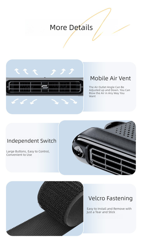 Black and Orange Car Seat Back Headrest Fan USB Powered Dual Turbine Bladeless Cooling Fan with 3 Speeds - Factory Direct Shop