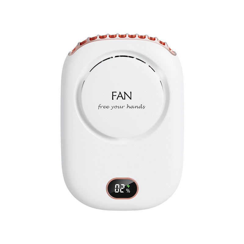 White Portable Bladeless Neck Fan with Waist Clip & Digital Display USB Rechargeable Mini Fan - Factory Direct Shop