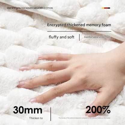 Luxury Plush Memory Foam Bath Mat with Foot Drying Panel - Super Absorbent & Non-Slip Bathroom Rug(Checkered gray)