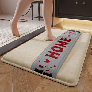 Luxury Plush Memory Foam Bath Mat with Foot Drying Panel - Super Absorbent & Non-Slip Bathroom Rug(Paw gray)