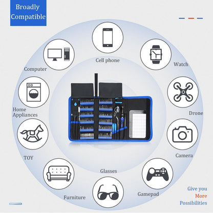 Professional 140-in-1 Precision Screwdriver Repair Tool Kit in Portable Oxford Bag (blue)