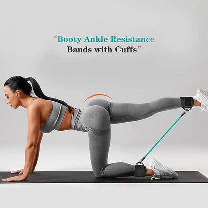 Weight Lifting Ankle Straps with Resistance Bands - Black - Factory Direct Shop