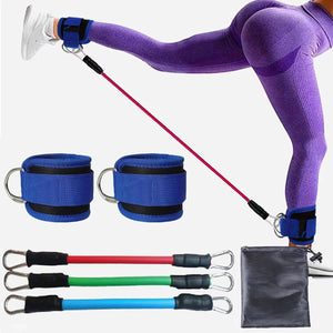 Weight Lifting Ankle Straps with Resistance Bands - Blue - Factory Direct Shop