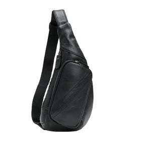 Black Men's Leather Sling Backpack - Casual Crossbody Chest Bag - Factory Direct Shop