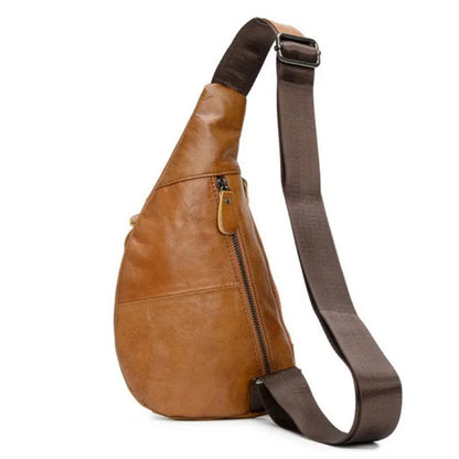 Black Men's Leather Sling Backpack - Casual Crossbody Chest Bag - Factory Direct Shop
