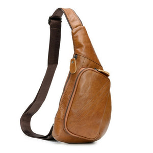 Brown Men's Leather Sling Backpack - Casual Crossbody Chest Bag - Factory Direct Shop