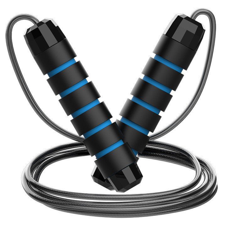 5 PCS Black - blue Adjustable Steel Wire Speed Jump Rope Set - Professional Fitness Rope with Ball Bearings for Cardio, Boxing & Workout - Factory Direct Shop
