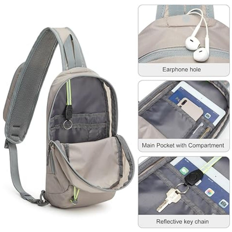 White Lightweight Crossbody Sling Bag - Versatile Chest Daypack for Hiking, Travel & Daily Use