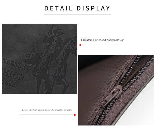 3-PCS Black Menbense Fashion Leather Wallet Set - Vintage Hunter Design Bi-Fold Wallet with Card Slots