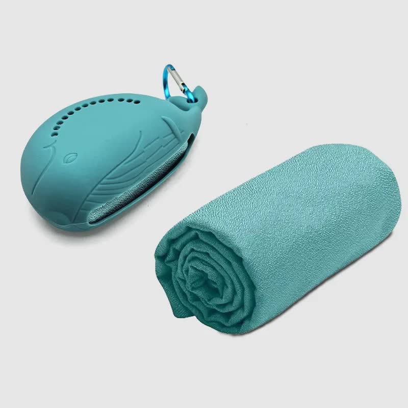 Blue 2 - PCS Smart Whale Silicone Case Quick - Dry Towel Set - Portable & Cooling for Gym & Travel - Factory Direct Shop