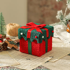 Green Red Butterfly Knot Style Premium 2-Piece Christmas Apple Gift Box Set - High-End Thick Flannel Festive Candy & Present Boxes