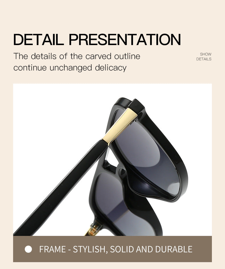 Amber tea Retro Double Bridge Square Frame Polarized Sunglasses - Driving Sun Protection Eyewear