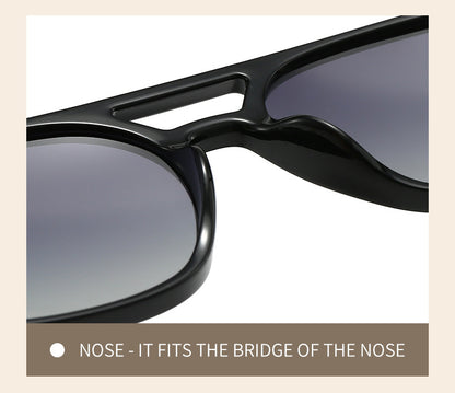 Amber tea Retro Double Bridge Square Frame Polarized Sunglasses - Driving Sun Protection Eyewear