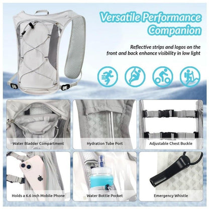 Grey Lightweight Hydration Backpack with 1.5L Water Bladder Compact Cycling Running Pack for Hiking and Outdoor Sports Ideal for Australian Adventures - Factory Direct Shop