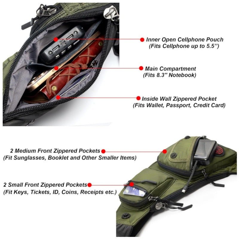 Black Tactical Style Sling Bag Crossbody Chest Pack Lightweight Daypack for Travel Hiking and Cycling Fits 8.3 Inch Notebook Ideal for Australian Outdoors - Factory Direct Shop