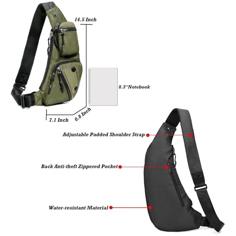 Black Tactical Style Sling Bag Crossbody Chest Pack Lightweight Daypack for Travel Hiking and Cycling Fits 8.3 Inch Notebook Ideal for Australian Outdoors - Factory Direct Shop