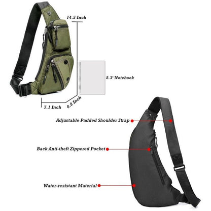 Green Tactical Style Sling Bag Crossbody Chest Pack Lightweight Daypack for Travel Hiking and Cycling Fits 8.3 Inch Notebook Ideal for Australian Outdoors - Factory Direct Shop