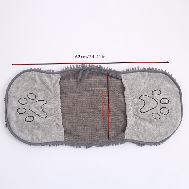 Grey Super Absorbent Pet Drying Towel with Hand Pockets Soft Chenille Microfiber Dog Bath Towel Quick Dry for Cats and Dogs after Grooming or Beach - Factory Direct Shop
