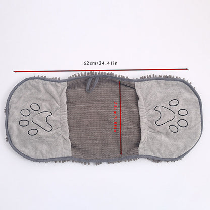 Grey Super Absorbent Pet Drying Towel with Hand Pockets Soft Chenille Microfiber Dog Bath Towel Quick Dry for Cats and Dogs after Grooming or Beach - Factory Direct Shop
