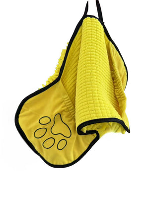 Yellow Super Absorbent Pet Drying Towel with Hand Pockets Soft Chenille Microfiber Dog Bath Towel Quick Dry for Cats and Dogs after Grooming or Beach - Factory Direct Shop