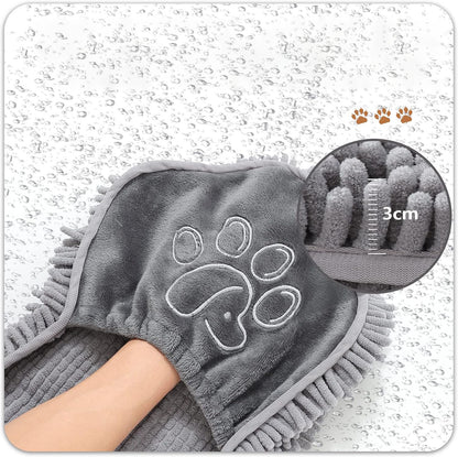 Yellow Super Absorbent Pet Drying Towel with Hand Pockets Soft Chenille Microfiber Dog Bath Towel Quick Dry for Cats and Dogs after Grooming or Beach - Factory Direct Shop